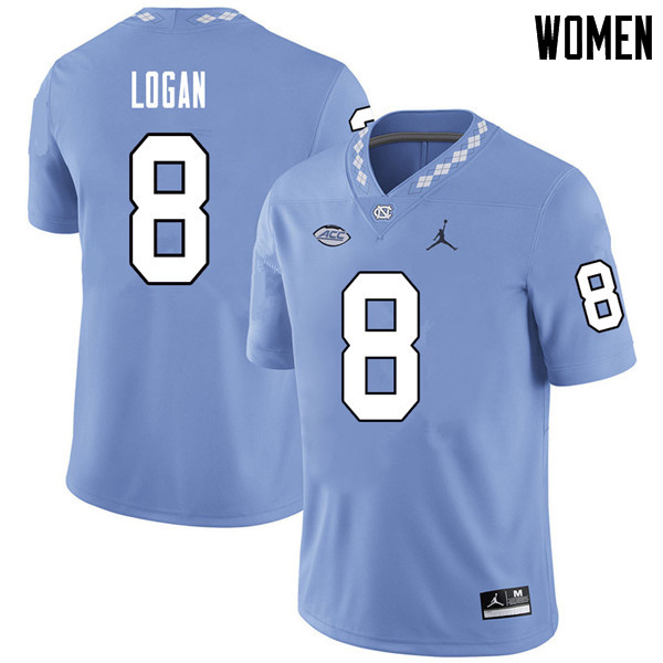 Jordan Brand Women #8 T.J. Logan North Carolina Tar Heels College Football Jerseys Sale-Carolina Blu